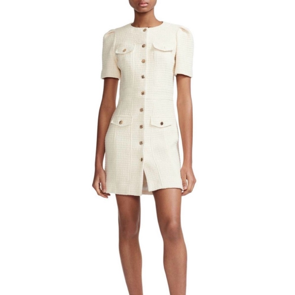 Maje white tweed button dress Size 2, like new-SOLD